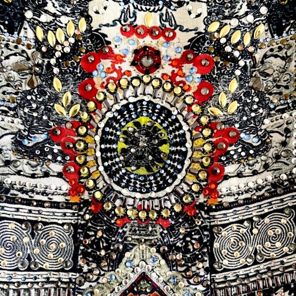 Camilla Shoestring Strap Embellished Silk Tank Top Size S - Picture 6 of 11